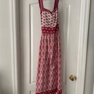 Faherty Red and White Patterned Maxi Dress